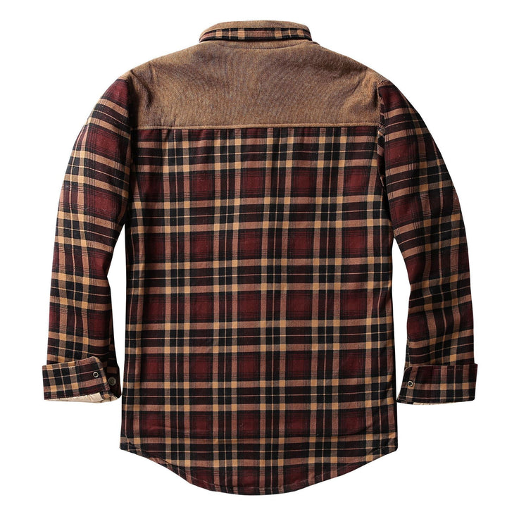 Men's shirt jacket with plaid pattern and pockets