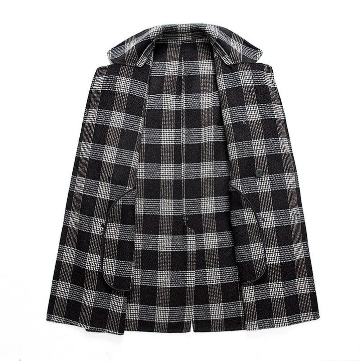 Men's checked overcoat with buttons