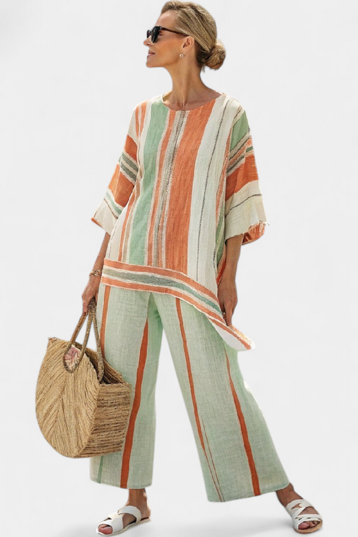 Elisabetta – elegant asymmetrical top and wide-leg trousers