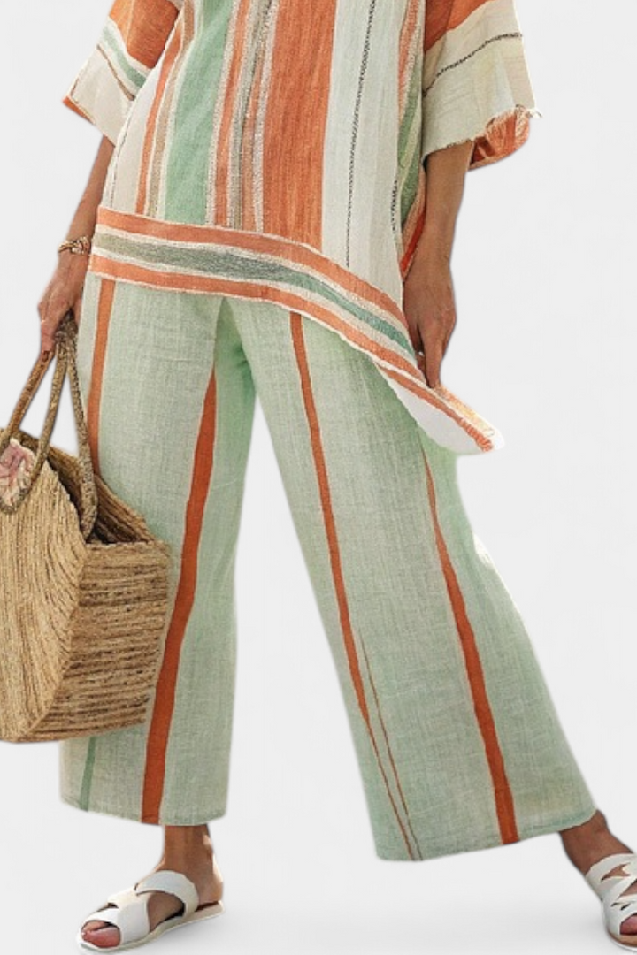 Elisabetta – elegant asymmetrical top and wide-leg trousers