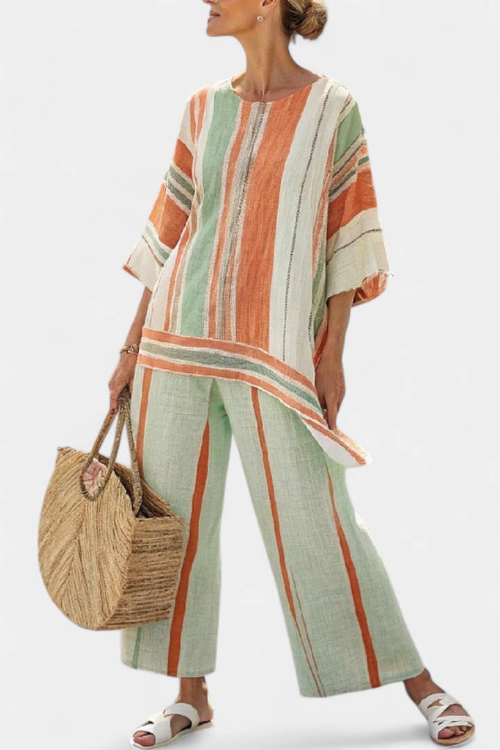 Elisabetta – elegant asymmetrical top and wide-leg trousers