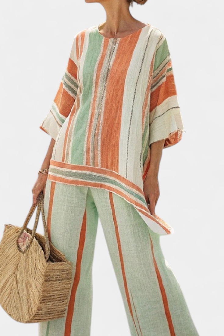 Elisabetta – elegant asymmetrical top and wide-leg trousers