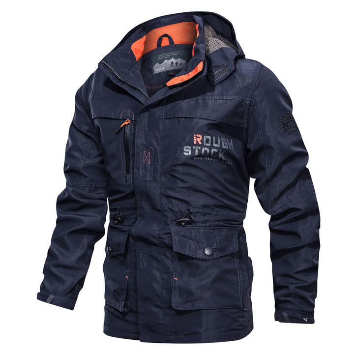 Men’s waterproof and windproof outdoor parka with detachable hood