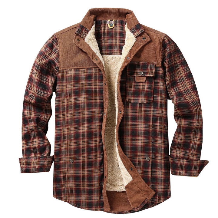 Men's shirt jacket with plaid pattern and pockets
