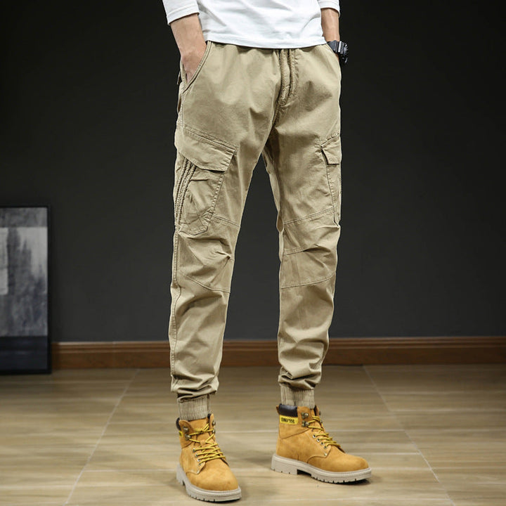 Men's cargo pants with pockets and drawstring
