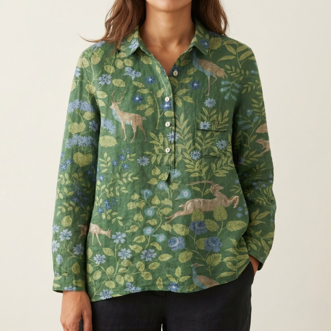 Elena - Patterned Linen Shirt