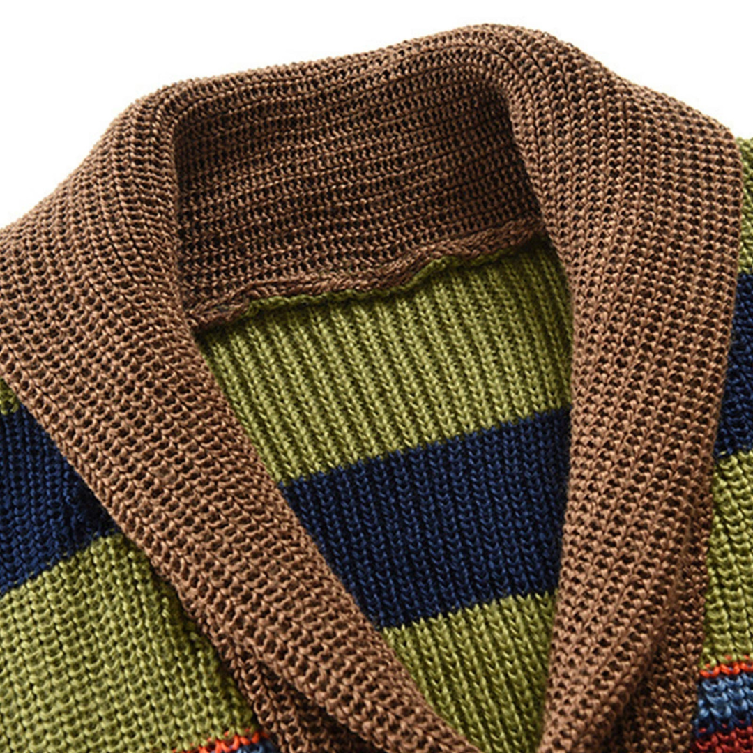 James | Men's Striped Button-Up Cardigan