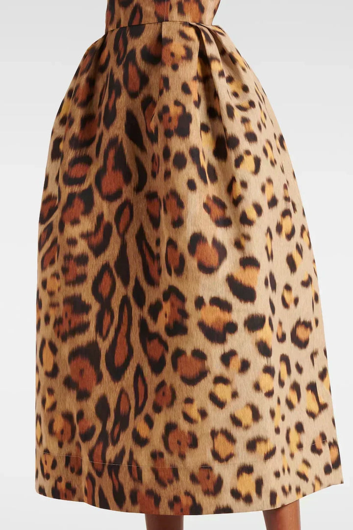 Tiana | Damen Midi Kleid im Leopardenmuster