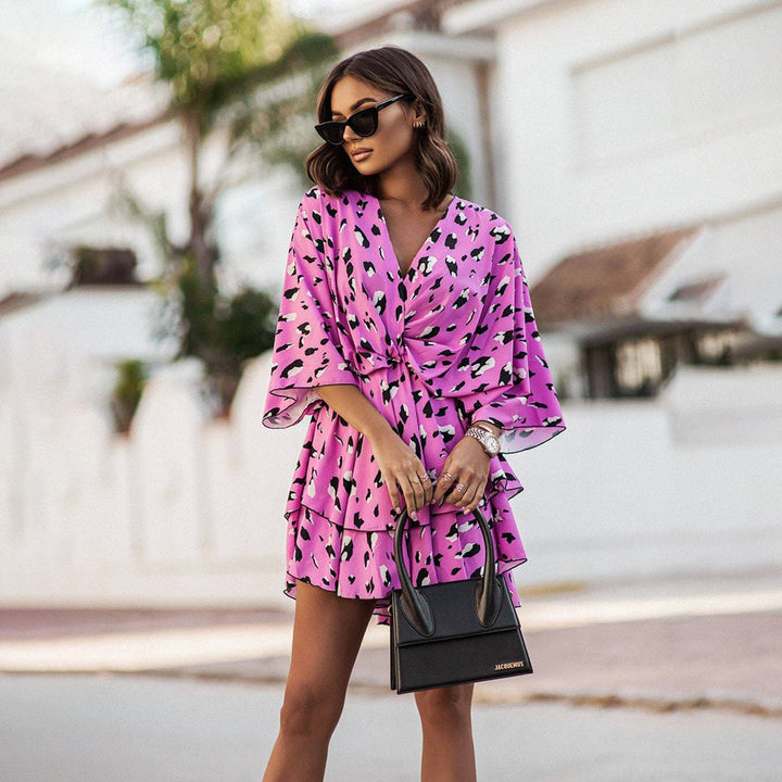 Lola | Women's V-Neck Floral Ruffle Mini Dress