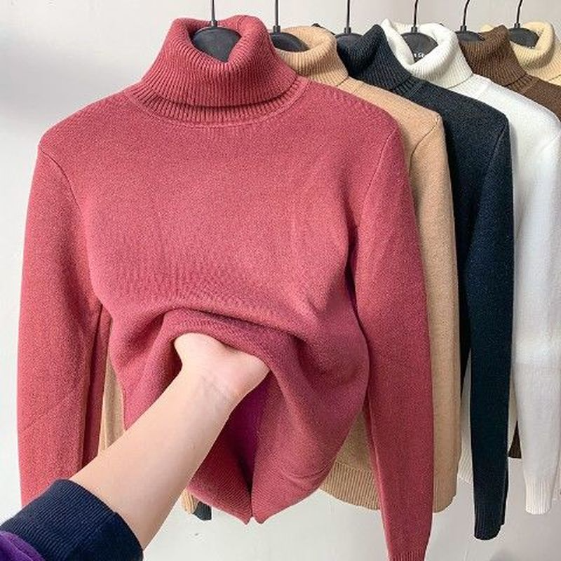 Leonie - Beige Turtleneck With Fleece Lining