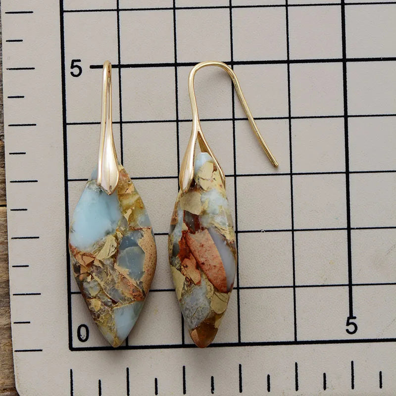 Teardrop-style natural stone earrings