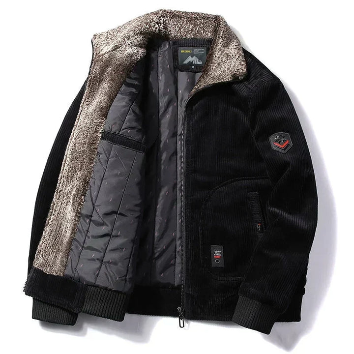 Men's bomber jacket with plush collar and pockets