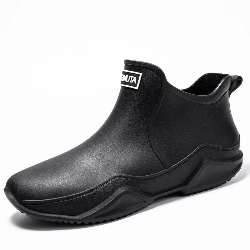 Men's rain boots with slip-resistant soles