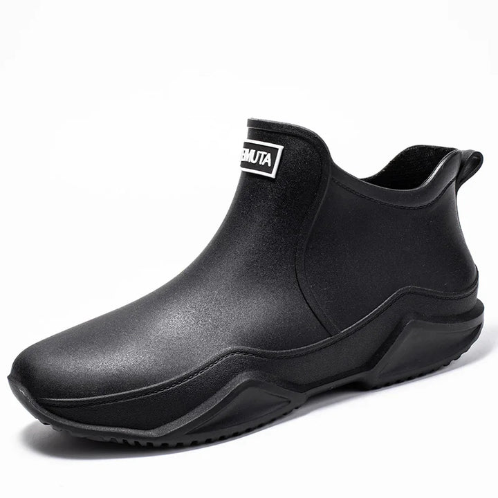 Men's rain boots with slip-resistant soles