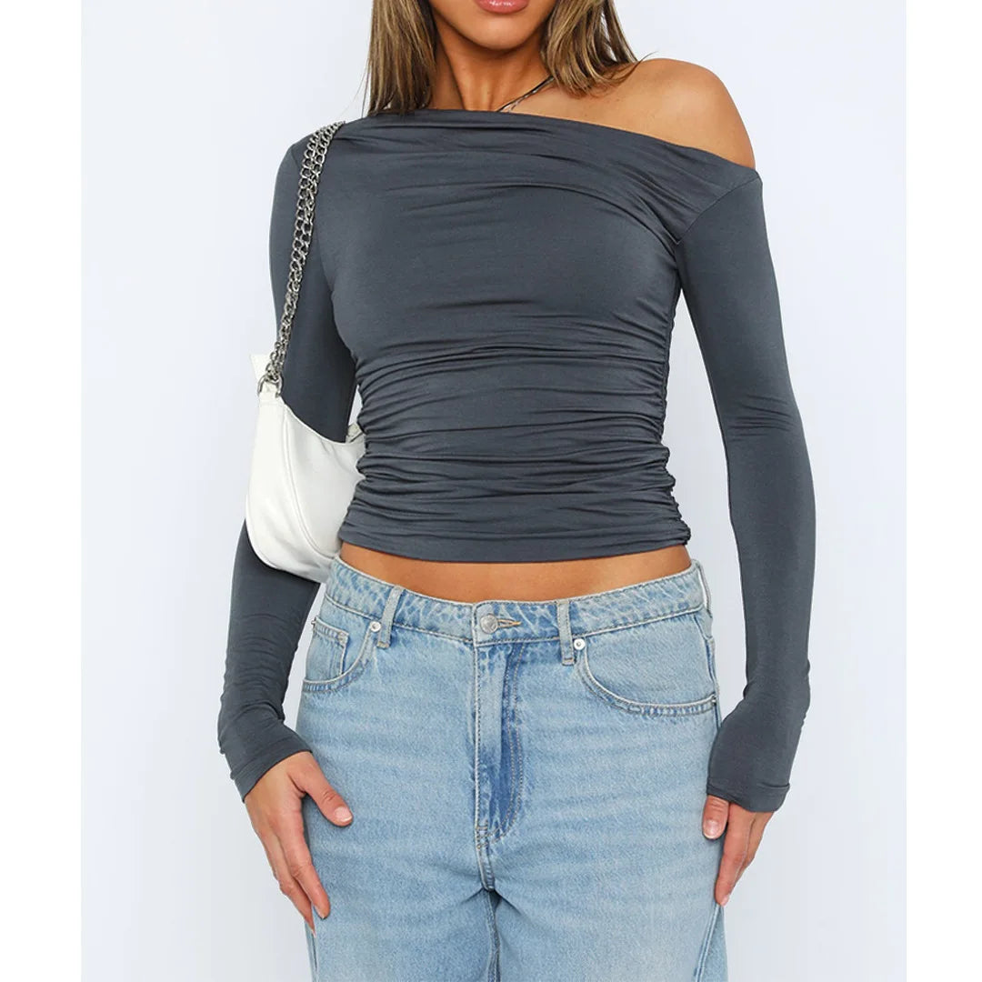Damen Cropped Langarmtop