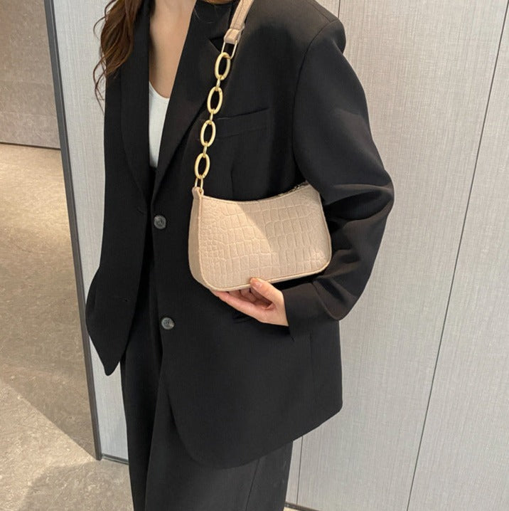 Magnella | Elegant Shoulder Bag with Crocodile Embossed Design