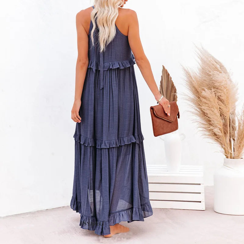 Sarah | Halterneck Ruched Maxi Dress (Almost sold out)