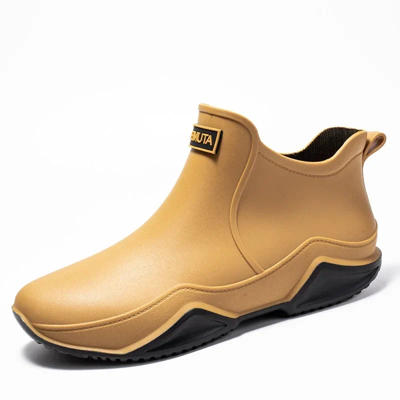 Men's rain boots with slip-resistant soles