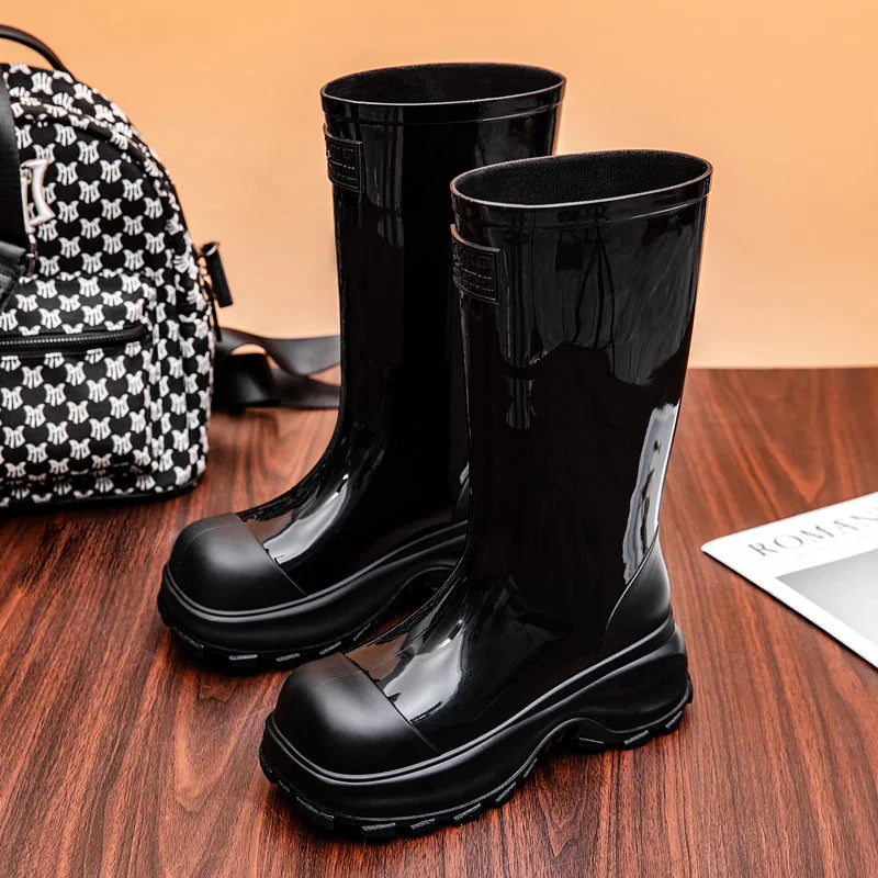 Women's rain boots with slip-resistant soles