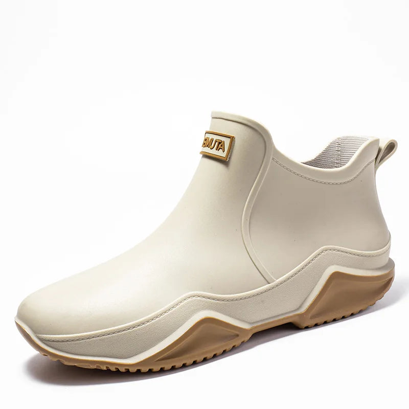 Men's rain boots with slip-resistant soles