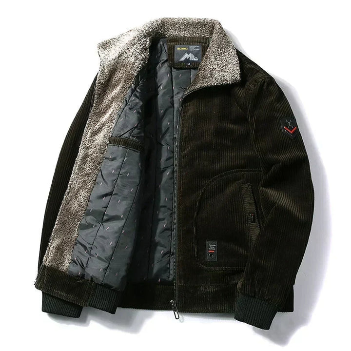 Men's bomber jacket with plush collar and pockets