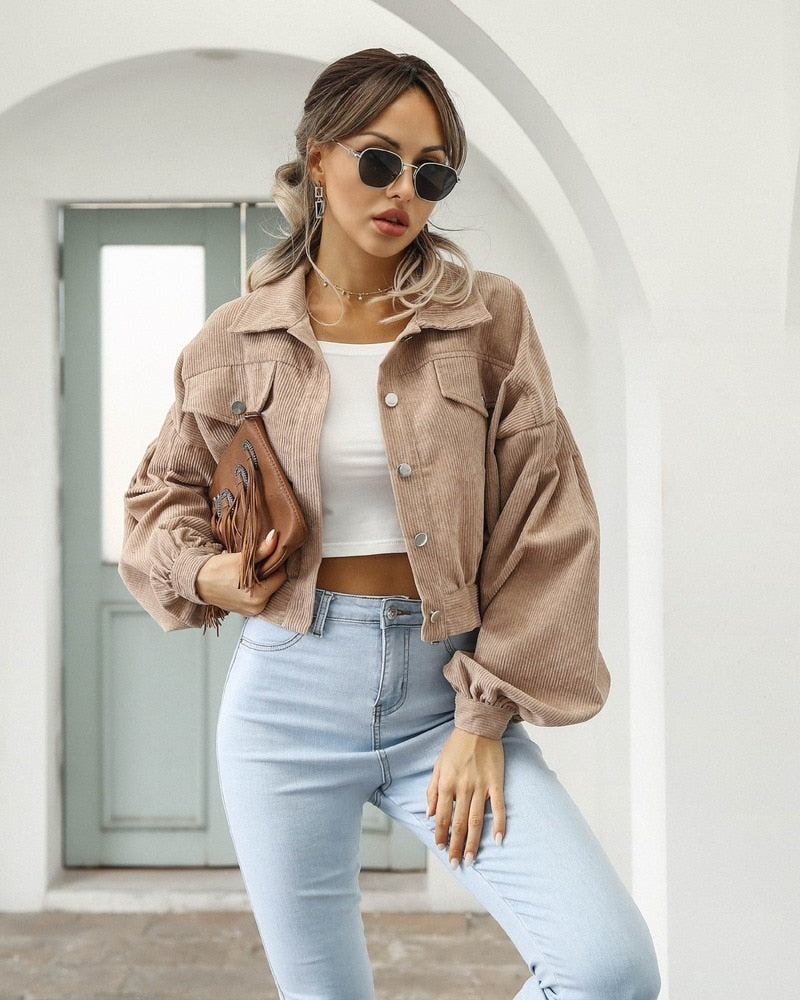 Sofia | Women’s Cropped Jacket with Pockets and Buttons