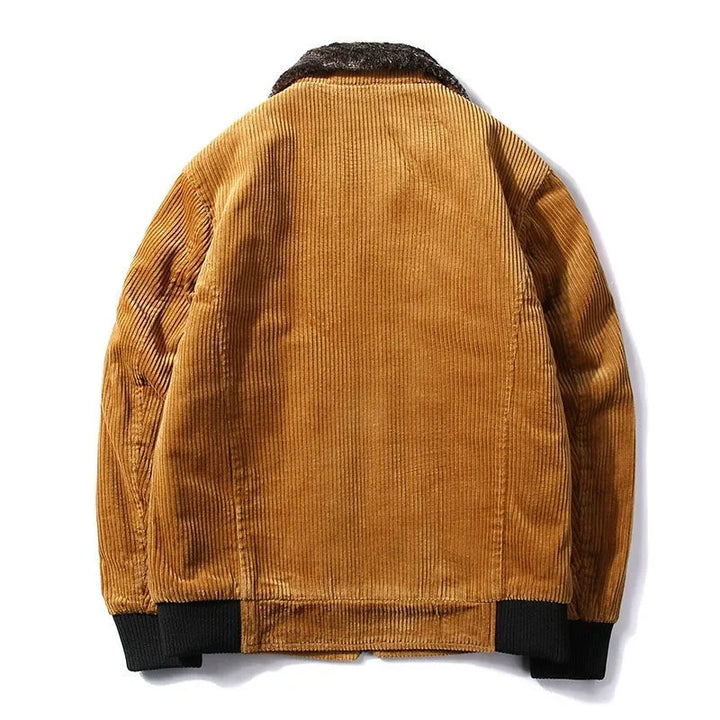 Men's bomber jacket with plush collar and pockets