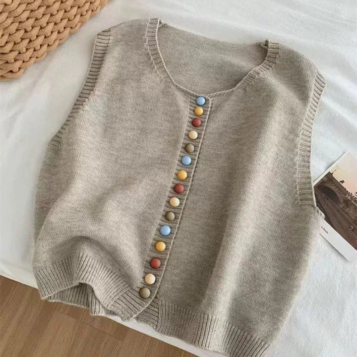 THE MARIBEL | KNITTED VEST WITH COLOR BUTTONS