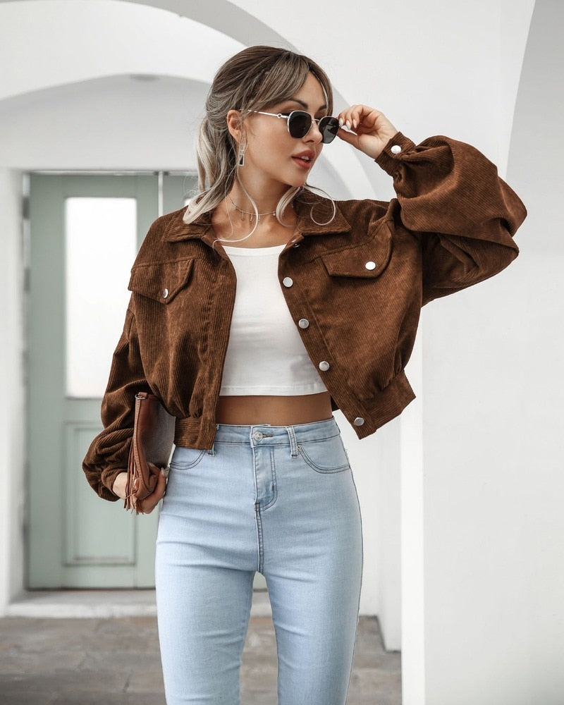 Sofia | Women’s Cropped Jacket with Pockets and Buttons