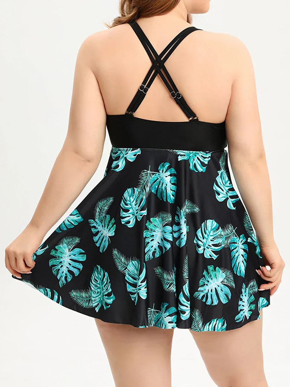 Madison | Women's Plus Size Asymmetrical Overlay Tankini Set "Coastal Breeze"