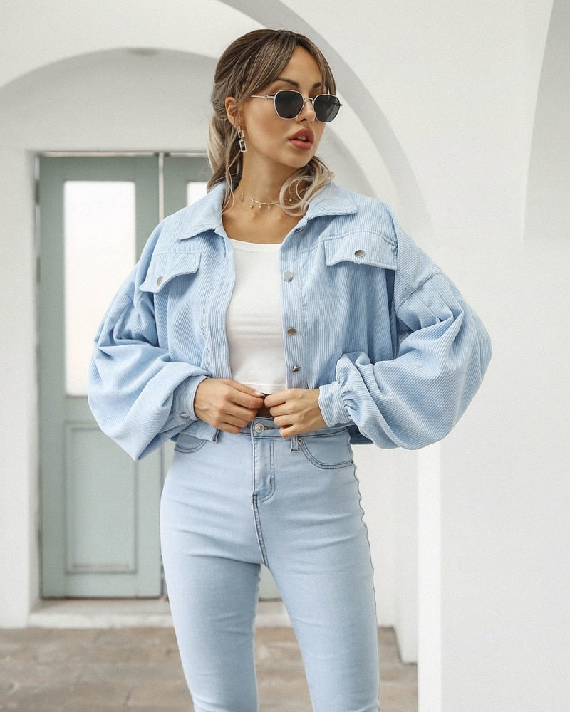 Sofia | Women’s Cropped Jacket with Pockets and Buttons