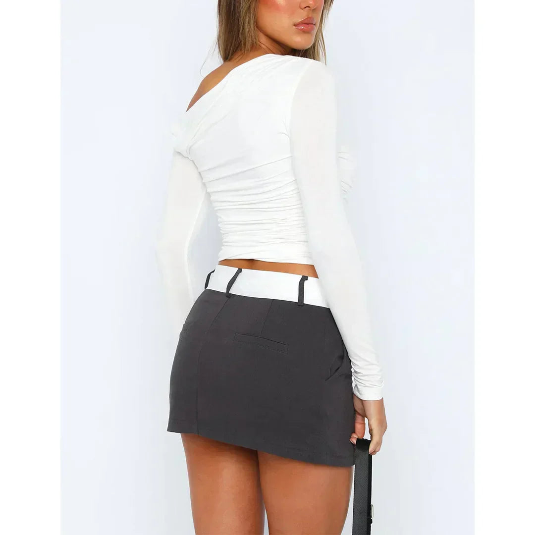 Damen Cropped Langarmtop