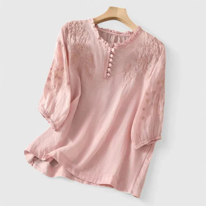 Victoria™ - Elegant Blouse with Button Placket