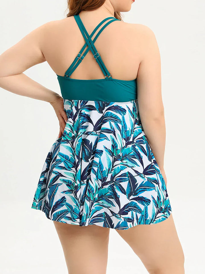 Madison | Women's Plus Size Asymmetrical Overlay Tankini Set "Coastal Breeze"
