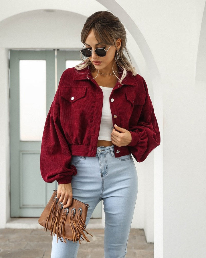 Sofia | Women’s Cropped Jacket with Pockets and Buttons