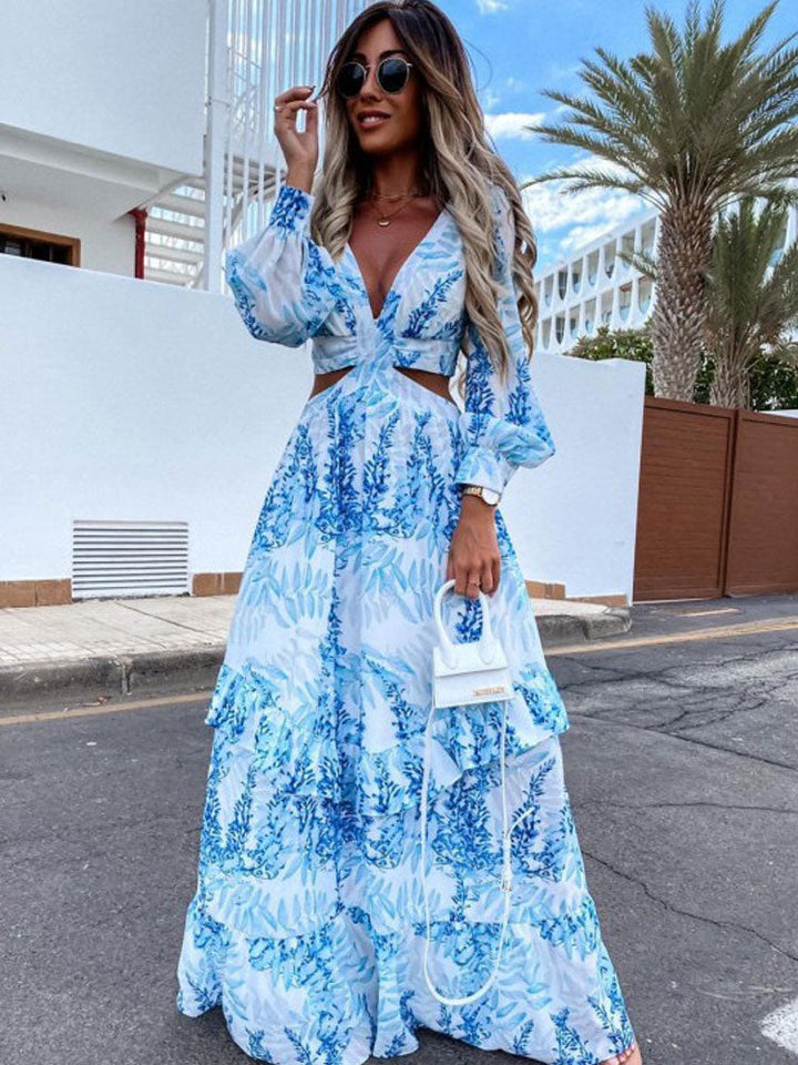Alazne - Elegant Maxi Dress with Refined Cut-outs