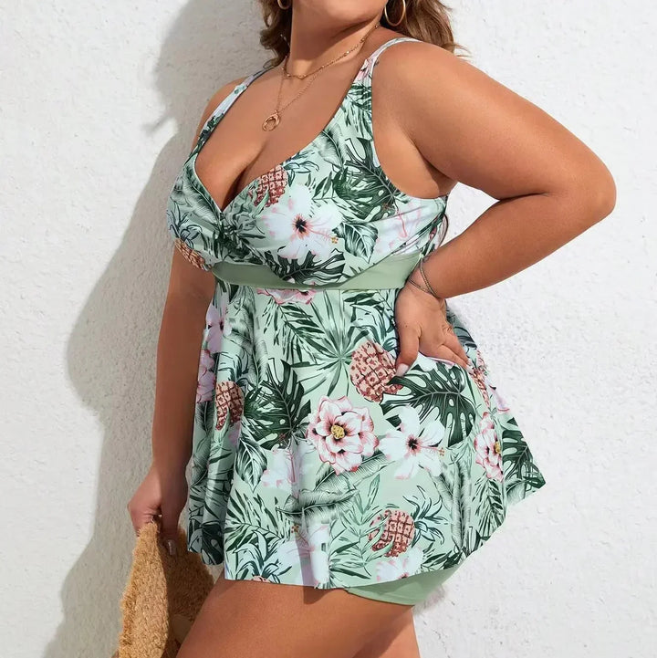 Sophia | Tropical Floral Women's Swim Dress with Shorts