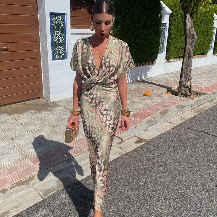 Kelsey - V-Neck Twisted Detail Maxi Dress