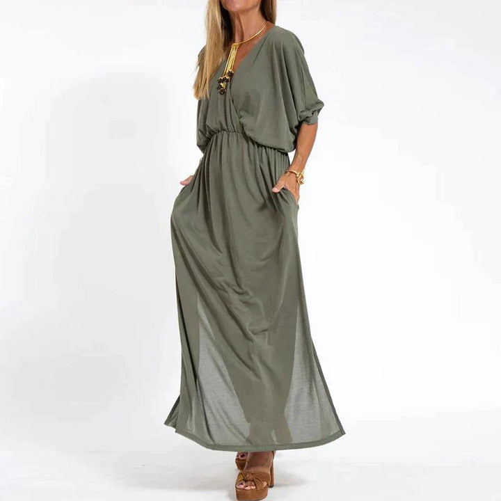 Angelica™ - High Waist Slit Vintage Long Dress