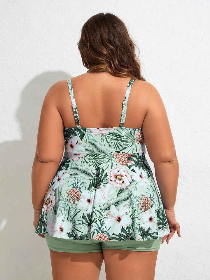 Sophia | Tropical Floral Women's Swim Dress with Shorts