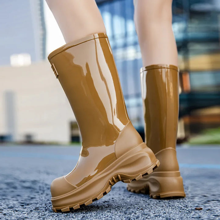 Women's rain boots with slip-resistant soles