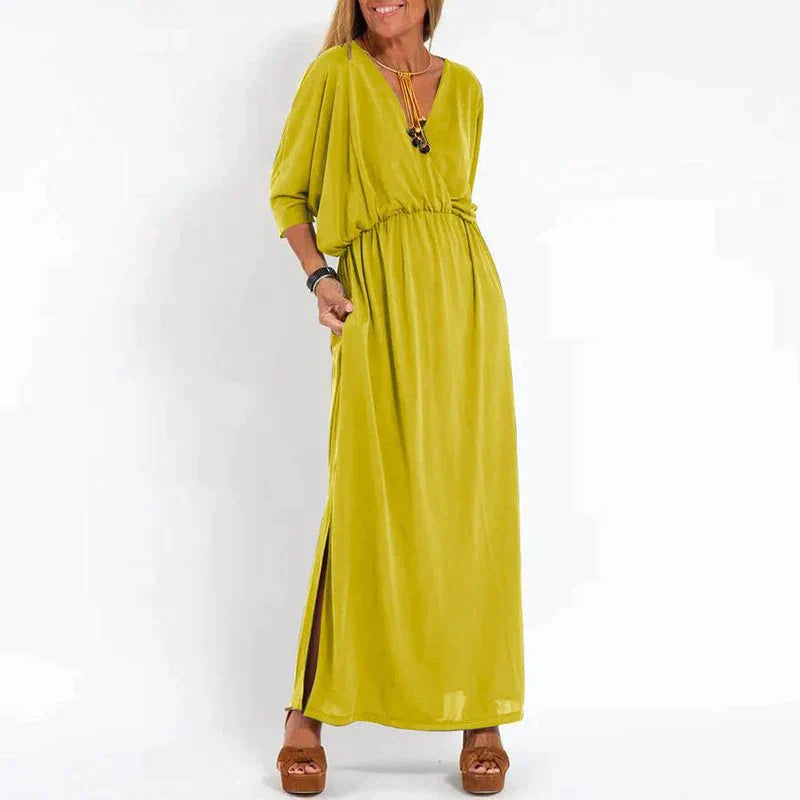 Angelica™ - High Waist Slit Vintage Long Dress