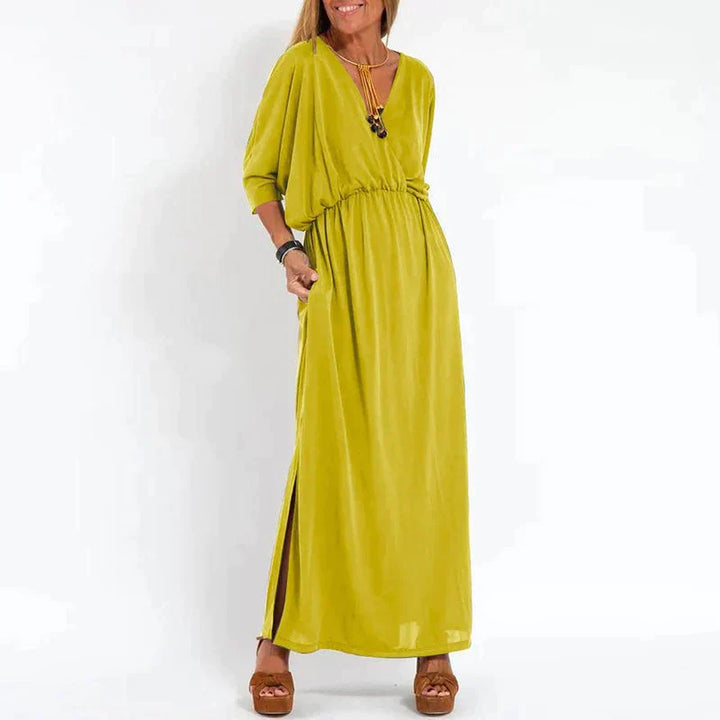 Angelica™ - High Waist Slit Vintage Long Dress