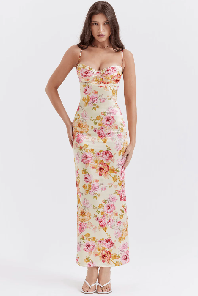 Selene - Charming Floral Spaghetti Strap Dress