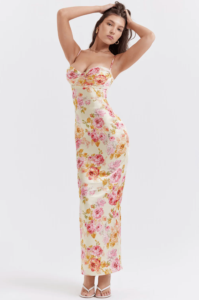 Selene - Charming Floral Spaghetti Strap Dress