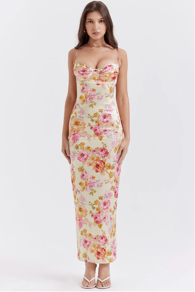Selene - Charming Floral Spaghetti Strap Dress