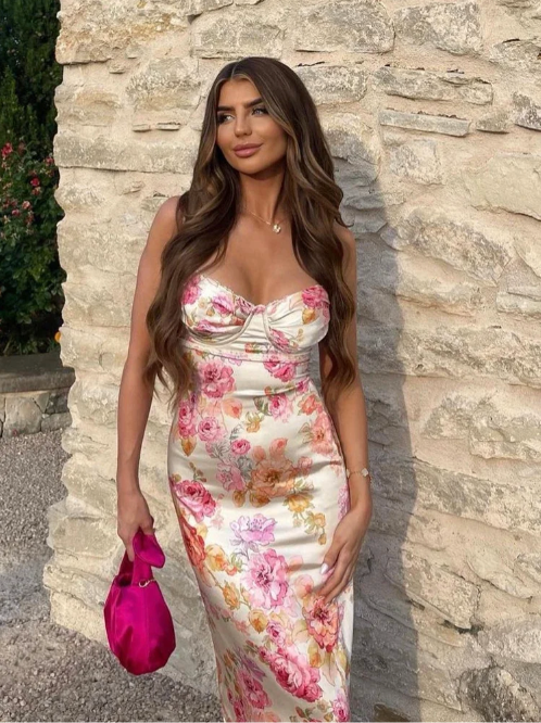 Selene - Charming Floral Spaghetti Strap Dress