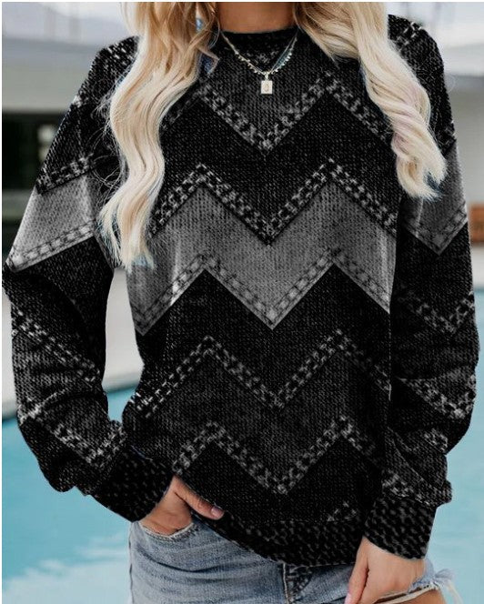 Women's sweatshirt with a round neckline and long sleeves