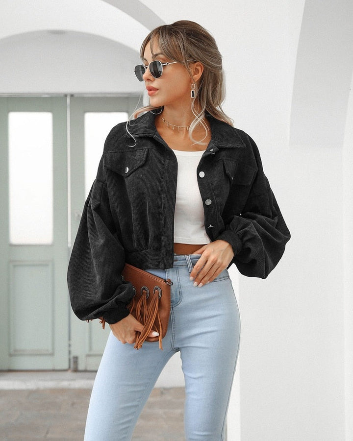 Sofia | Women’s Cropped Jacket with Pockets and Buttons