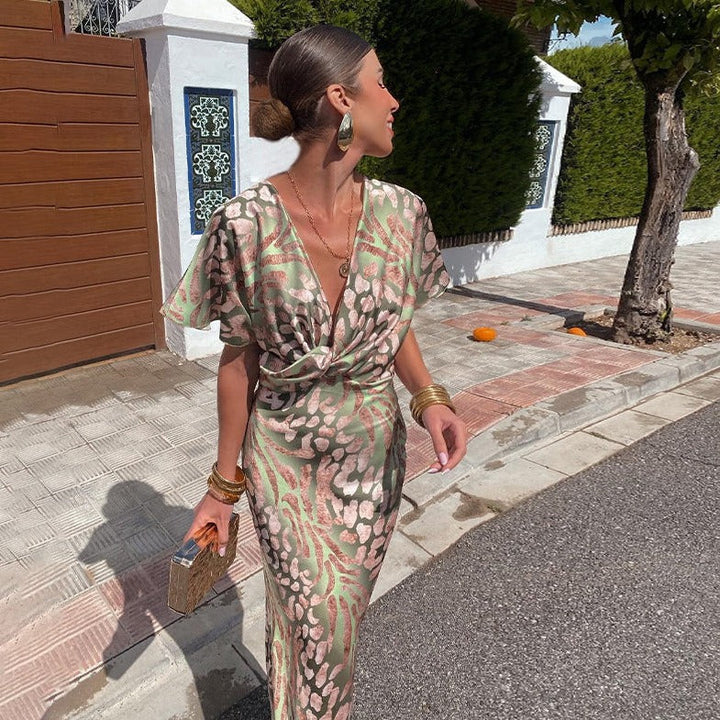 Kelsey - V-Neck Twisted Detail Maxi Dress
